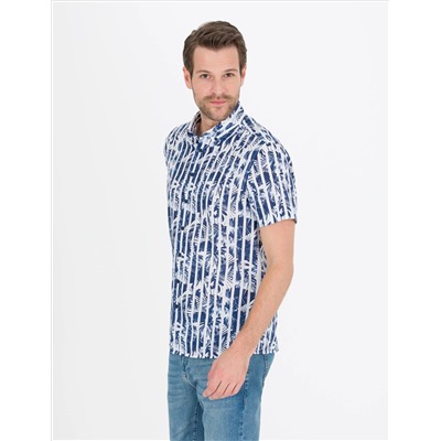 Lacivert Regular Fit Kısa Kollu Gömlek