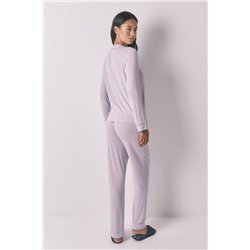 Pijama camisero largo viscosa lila