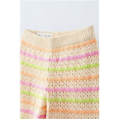STRIPED CROCHET KNIT TROUSERS
