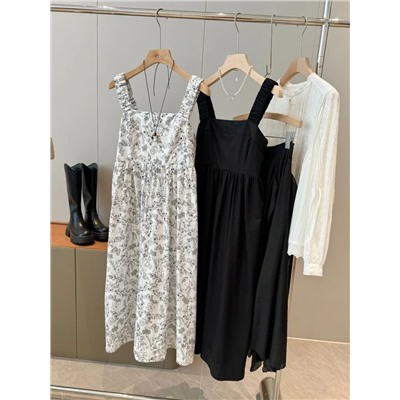 Милый сарафан из хлопка с высокой талией во французском стиле