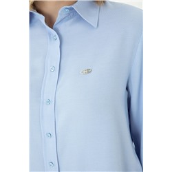 Kadın Mavi Uzun Kollu Gömlek