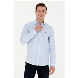 Erkek Açık Mavi Uzun Kollu Basic Gömlek