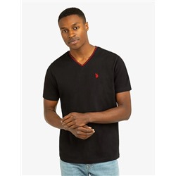 TIPPED V-NECK JERSEY T-SHIRT