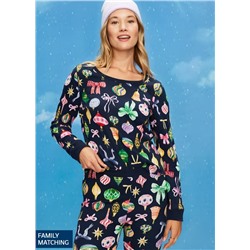 Scoop-Neck Waffle Pajama Top for Women