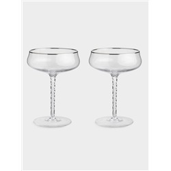 Бокал-креманка для шампанского, 250 мл, 2 шт, стекло, с серебристым кантом, Rhapsody
