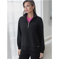 Джемпер с воротом на молнии из футера двухнитки с эластаном