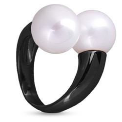 Кольцо (Майорка 14мм белая; покрытие черный родий), Есть комплект