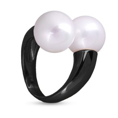 Кольцо (Майорка 14мм белая; покрытие черный родий), Есть комплект