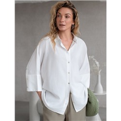 Блузка с цельнокроеным рукавом 3/4 из вискозы с добавлением хлопка