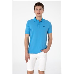 Erkek Regular Fit Polo Yaka Turkuaz Basic Tişört