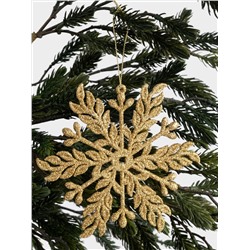 Игрушка елочная, 15 см, пластик, шампань, Снежинка, New year