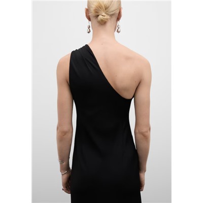 Vestido asimétrico detalles drapeados