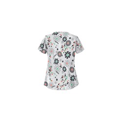 UA Honeycombs And Flowers Pewter Asymmetrical Scrub Top