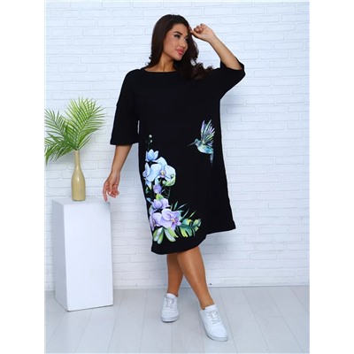 Удлиненная футболка хлопок с принтом Арт. 1092