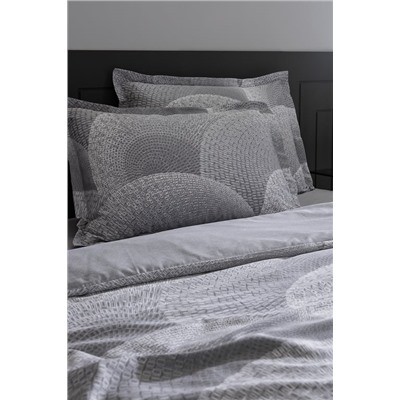 Rochelle King Size %100 Pamuk Baskılı Saten Nevresim Takımı - Gri