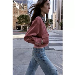 Женская вельветовая куртка с воротником из искусственной кожи ЗАР*А