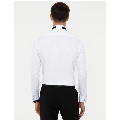 Beyaz Slim Fit Smokin Gömlek