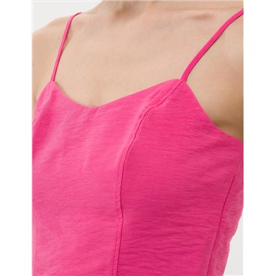 Pembe Crop Top Kolsuz Bluz