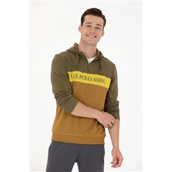 Erkek Haki Kapüşonlu Sweatshirt