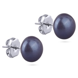 Пусеты (Майорка 12мм черничная; покрытие родий), Есть комплект