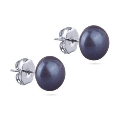 Пусеты (Майорка 12мм черничная; покрытие родий), Есть комплект