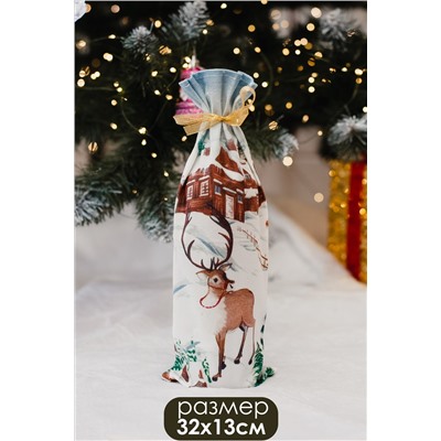 Украшение на бутылку Набор 3 шт Снеговик дед мороз и Олень