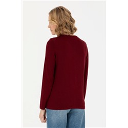 Kadın Bordo Basic Triko Hırka