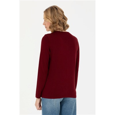 Kadın Bordo Basic Triko Hırka