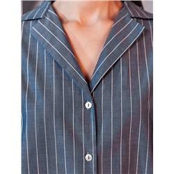 Блузка в полоску с цельнокроеным коротким рукавом из легкого хлопкового поплина