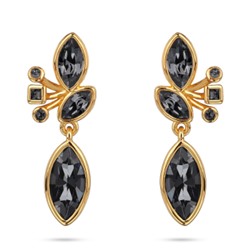 Серьги Эйва (кристаллы SW темно-серые; покрытие золото), Есть комплект