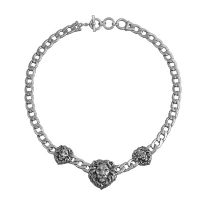 Колье Король лев (покрытие античное серебро) 48см, Есть комплект