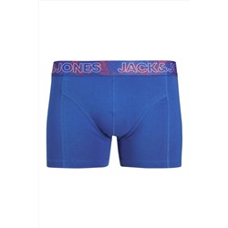 Jack & Jones J&J Jaccanvey Erkek 3'lü Renkli Logolu Açık Mavi Lacivert Mavi Boxer Paketi