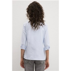 Kadın Açık Mavi Uzun Kollu Basic Gömlek