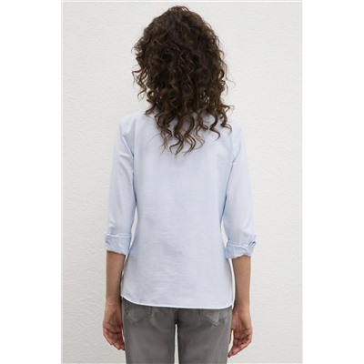 Kadın Açık Mavi Uzun Kollu Basic Gömlek