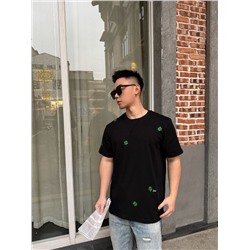 Футболка унисекс со стильной  и нежной вышивкой клевера 2 цвета  ДИО*Р