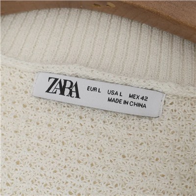 Вязаный ажурный джемпер-поло с короткими рукавами ЗАР*А