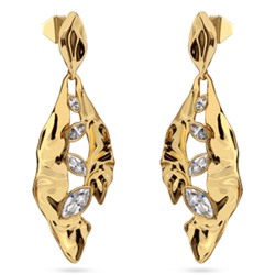 Серьги Эйва (кристаллы SW белые; покрытие золото), Есть комплект