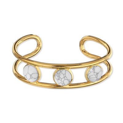 Браслет Самоцветы (бирюза белая; покрытие золото), Есть комплект