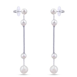 Серьги (жемчуг белый 7-12мм; покрытие родий), Есть комплект