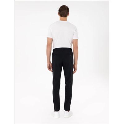 Lacivert Slim Esnek Jogger Fit Kanvas Pantolon