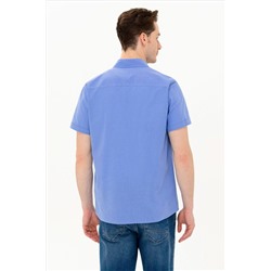 Erkek Mavi Kısa Kollu Gömlek