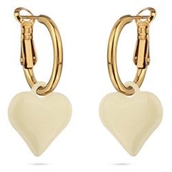 Серьги Сердцебиение (1, 6см, эмаль сливочное масло; покрытие золото), Есть комплект