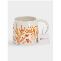 Кружка, 380 мл, фарфор P, белая/оранжевая, Морская жизнь, Ocean Life