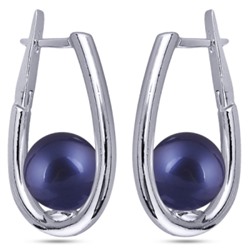 Серьги (Майорка 12мм черничная; покрытие родий), Есть комплект