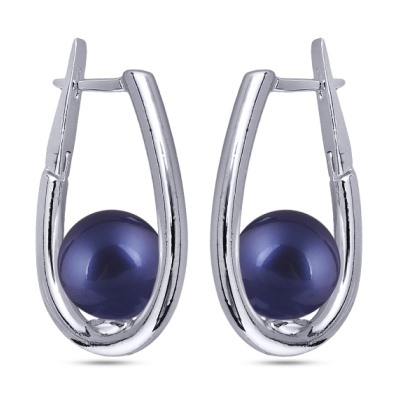 Серьги (Майорка 12мм черничная; покрытие родий), Есть комплект