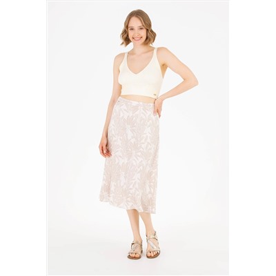 Kadın Krem Dokuma Etek