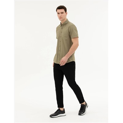 Siyah Carrot Fit Jogger Kanvas Pantolon
