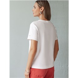 Футболка с авторским принтом из премиального хлопка с эластаном