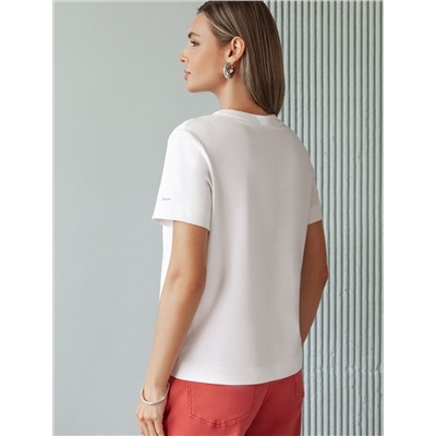 Футболка с авторским принтом из премиального хлопка с эластаном