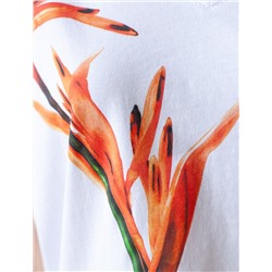 Свободная футболка с V-вырезом и цельнокроеным рукавом из 100% хлопка с принтом